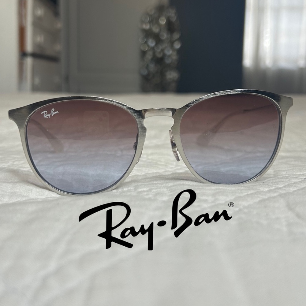 Ray Ban Designer Ombre Shades Silver Sunglasses - Mauve Hardware and case!